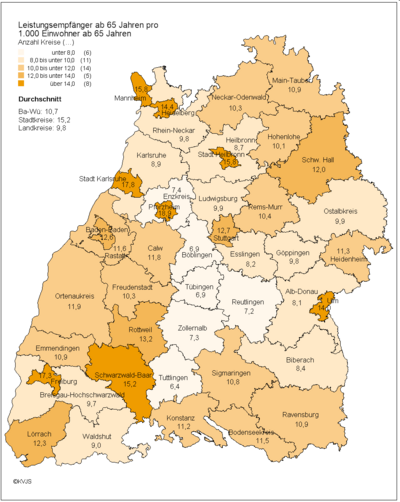 Leistungsempfänger ab 65 Jahren pro 1000 Einwohner ab 65 Jahren
